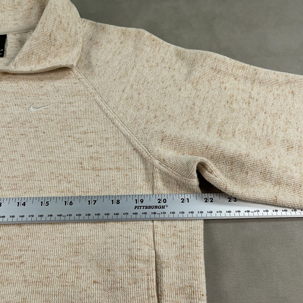 Nike Quarter Zip Mock Neck Pullover Sweater Women's Size Medium Beige Cropped - Picture 7 of 12